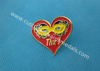 Personalised Die Casting Soft Enamel Pin , Gold Epoxy Pin Badge Heart Shaped
